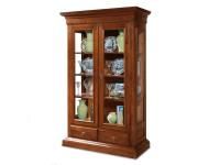 Foto vetrina cristalliera classica in legno 2 ante 2 cassetti