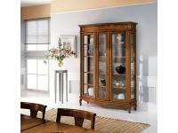 Foto vetrina in legno 2 porte vetro schienale con tessuto e fianchi vetro per arredi in stile classico