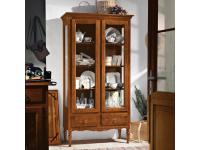 Foto vetrina classica in legno con 2 ante vetro e 2 cassetti con 3 ripiani