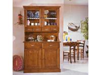 Foto credenza vetrina in legno con 4 ante e 6 cassetti in stile classico arte povera