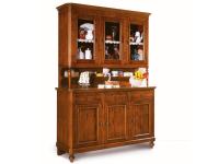 Foto credenza con vetrina in legno con 6 ante e 3 cassetti in stile classico arte povera