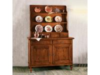 Foto credenzina in legno in stile classico arte povera con piattaia 2 ante e 6 cassetti