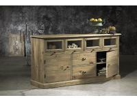 Foto credenza in legno di pino vecchio 2 ante 4 cassetti vetro 2 cassetti centrali