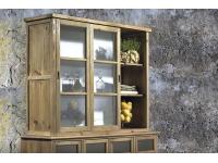 Foto vetrina sovrapponibile in legno massello di pino invecchiato 3 ante di cui 2 scorrevoli