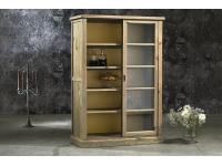 Foto vetrina in legno di pino vecchio 2 ante scorrevoli 4 ripiani interni