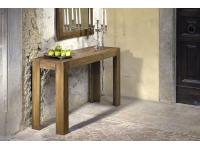 Foto consolle in legno massello di olmo vecchio con piano intarsiato per arredamenti rustici