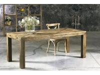 Foto tavolo in olmo vecchio con piano intarsiato per sala da pranzo o sala colazioni l200x95