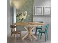 Foto tavolo in legno, rotondo, allungabil