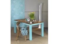 Foto tavolo sala da pranzo in olmo vecchio allungabile con piano intarsiato 140x85