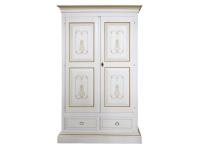 Foto armadio laccato bianco con decori 2 porte 1 cassetto