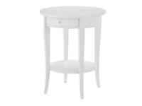 Foto tavolino rotondo laccato bianco 1 cassetto e 1 vano a giorno