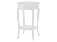 Foto tavolino rotondo laccato bianco 1 cassetto e 1 vano a giorno