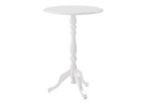 Foto tavolino rotondo laccato bianco con base centrale.