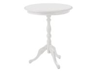 Foto tavolino rotondo laccato bianco con base centrale.
