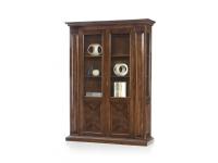 Foto vetrina intarsiata 2 porte 3 ripiani lucidata finitura bassano