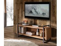 Foto porta tv a giorno con gambe in ferro in legno massello di abete stile industrial