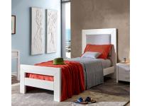 Foto letto singolo con testata in legno per arredo alberghi hotel legno abete moderno