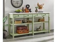 Foto bancone consolle 4 cassetti 2 ripiani in legno di abete