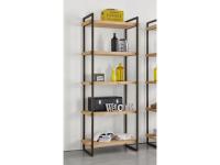 Foto libreria a giorno media con 5 ripiani in abete massello e struttura in ferro