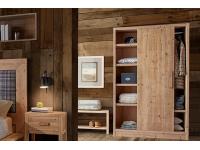 Foto armadio 1 anta scorrevole con vano a giorno con 4 ripiani in legno di abete