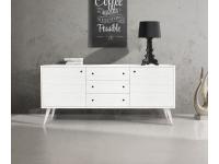 Foto base 2 ante 3 cassetti in stile moderno contemporaneo in abete color bianco spazzolato