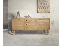 Foto base 2 ante 3 cassetti country in legno di abete spazzolato finitura naturale