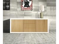 Foto credenza 2 ante 3 cassetti moderna contemporanea bicolore bianco e rovere