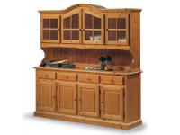 Foto credenza completa 4 ante in legno di pino con cornice curva per arredo taverne soggiorni stile rustico country provenzale