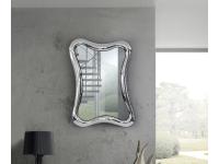 Foto specchiera sagomata con cornice argento in stile moderno contemporaneo 110x75 cm