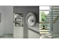 Foto specchiera ovale glitterata argento per arredamenti in stile moderno contemporaneo