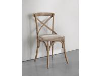 Foto sedia croce color naturale con seduta imbottita e rivestita stoffa color grigio