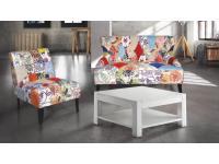 Foto tavolino quadrato in abete bianco spazzolato per arredi country provenzali