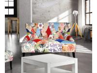 Foto diavano 2 posti patchwork con gambe wengè per arredamenti moderni