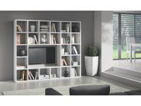 Foto parete attrezzata per libreria porta tv in stile moderno contemporaneo color bianco frassinato