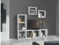Foto mobile libreria porta tv bianco frassinato con elementi sospesi