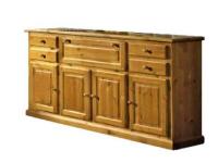 Foto basone rustico per soggiorno 4 ante 4 cassetti e 1 ribalta in legno di pino massello