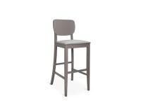 Foto sgabelli in legno massello arredo bar ristorante pizzeria stile moderno con seduta imbottita e rivestita ecopelle