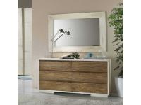 Foto comò in legno 6 cassetti bicolore in stile moderno contemporaneo