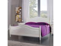 Foto letto matrimoniale in legno di abete in finitura bianco spazzolato per arredamenti rustici country