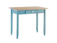 Foto scrittoio per alberghi hotel b&b in legno massello di abete color azzurro piano verniciato naturale