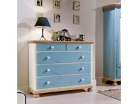 Foto comò in legno di abete con 5 cassetti per arredamenti in stile country rustico