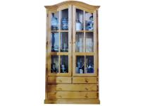 Foto cristalliera per soggiorno con 2 ante e 4 cassetti in legno di pino massello