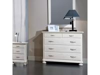 Foto comò 5 cassetti abete massello provenzale shabby chic bianco spazzolato
