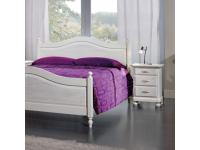 Foto comodino shabby provenzale in abete bianco spazzolato con 3 cassetti