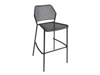 Foto sgabello bar pub alto per arredo esterno in ferro color antracite traforato impilabile