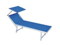 Foto lettino mare in alluminio e textilene con tettuccio per arredo mare piscine terrazze