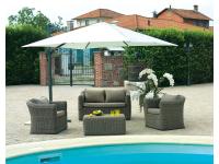 Foto ombrellone 3x3 copertura ecru palo laterale antracite per arredamenti esterno bar pizzerie