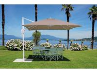 Foto ombrellone bar ristorante palo decentrato 3x3 palo bianco copertura tortora