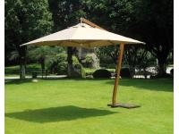 Foto ombrellone quadrato 3,5×3,5 mt. contract bar ristorante fusto alluminio effetto legno