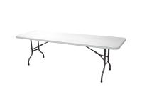 Foto tavolo catering pieghevole 242x76 con piano bianco in polietilene ad alta densità